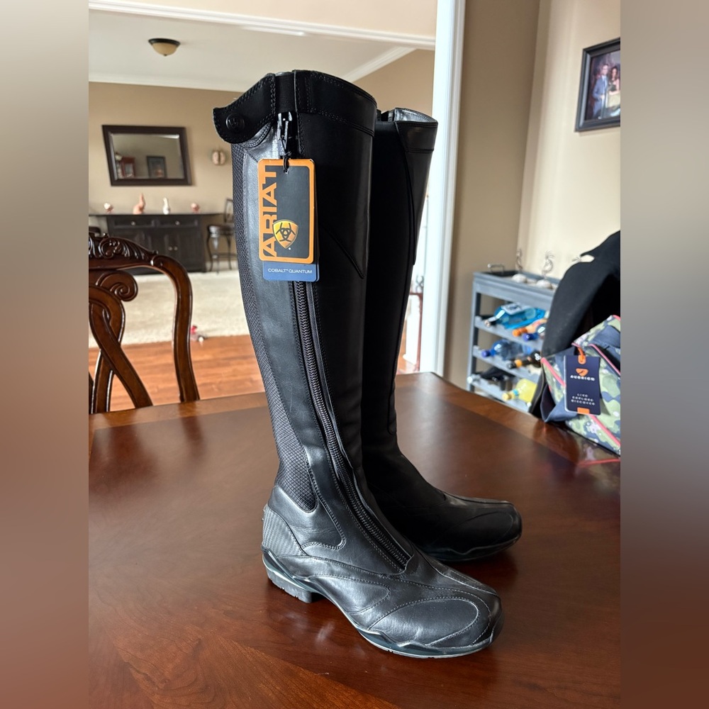 Ariat Black Tall Equestrian Riding Boots with Side Zipper